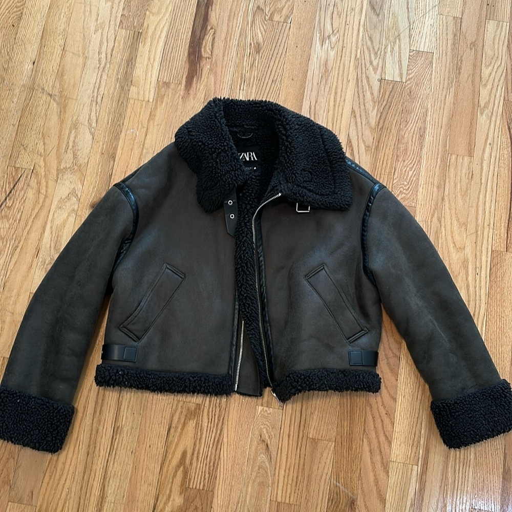 Zara Sherpa Suede Jacket